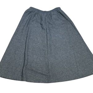 Vintage Ermane Gray Wool Blend Midi Skirt USA 7/8 Elastic Office